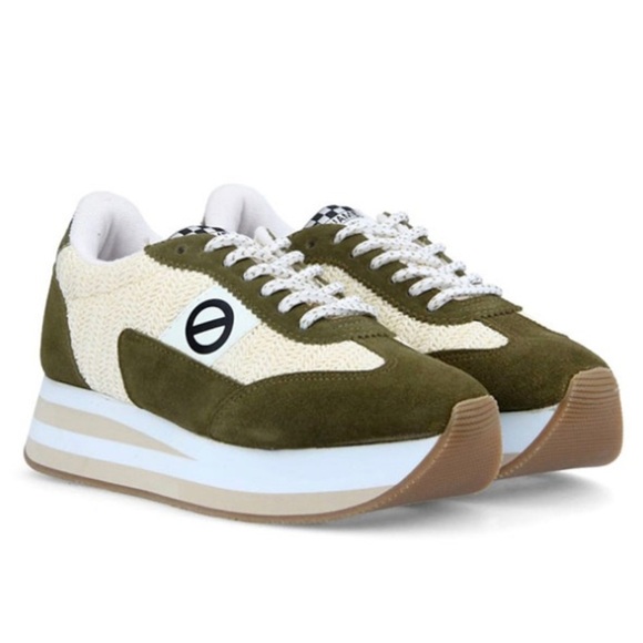 No Name Shoes - No Name Sneakers Cream with Green Suede